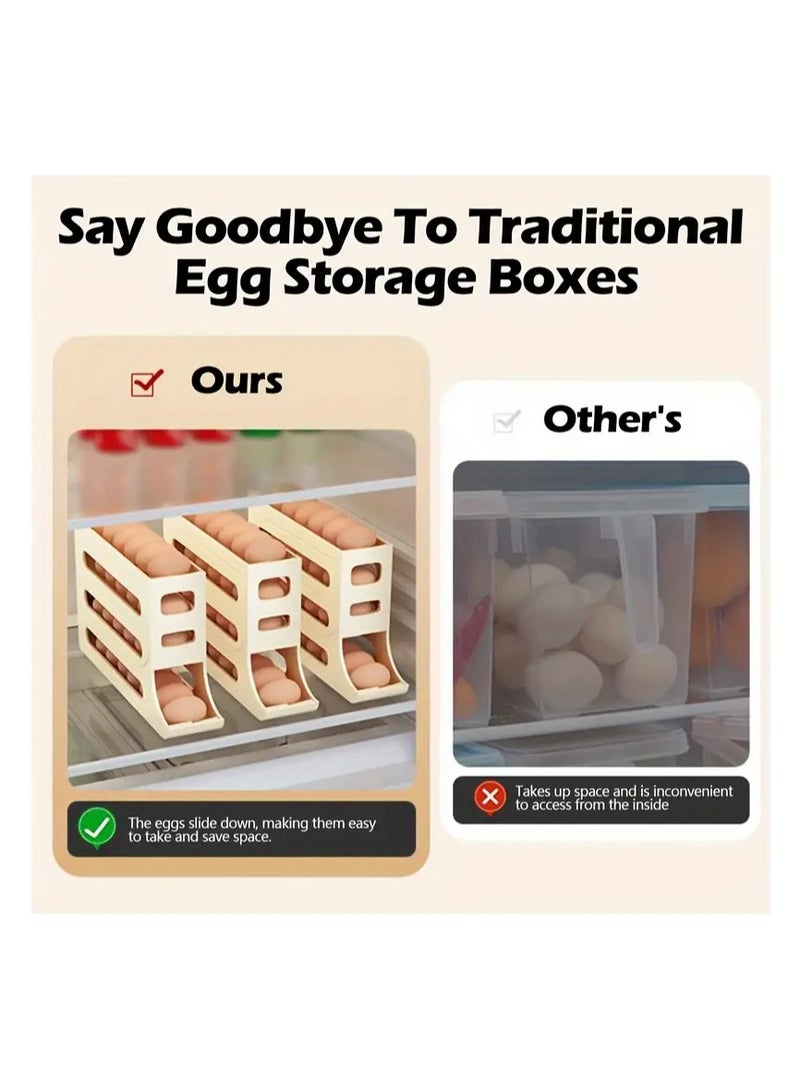 Refrigerator Egg Storage Box Large, Automatic Egg Rolling Rack  Special Egg Holder