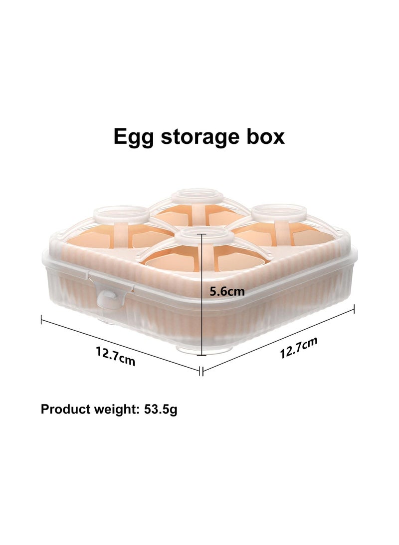 4 Girds Egg Holder Container, Plastic Egg Storage Box Leakproof Shockproof Protection, Portable Egg Tray Carriage Dispenser for Camping Picnic Travel Kitchen Refrigerator Outdoor, 2PCS