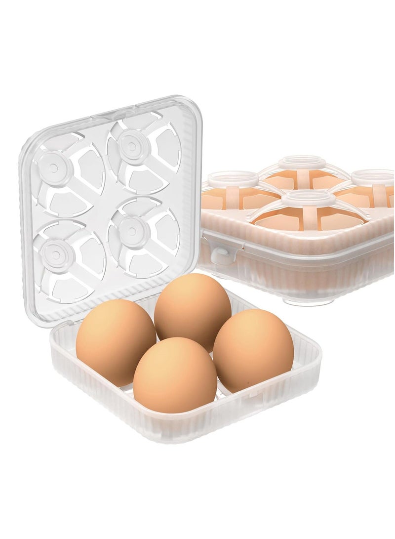 4 Girds Egg Holder Container, Plastic Egg Storage Box Leakproof Shockproof Protection, Portable Egg Tray Carriage Dispenser for Camping Picnic Travel Kitchen Refrigerator Outdoor, 2PCS