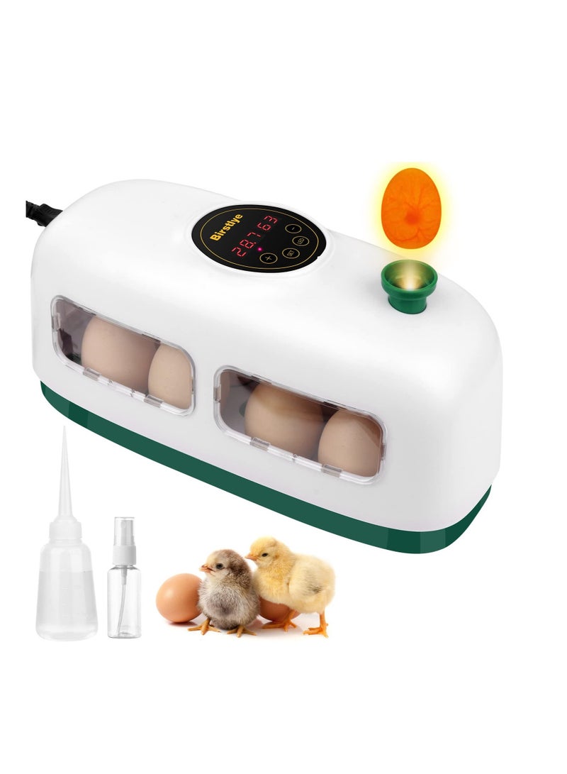 Egg Incubator, 8 Eggs Poultry Hatcher, Mini Chicken Incubator for Hatching Chicks, with Humidity Temperature Control and Display, for Quail, Duck, Goose, Bird, Eggs (White)