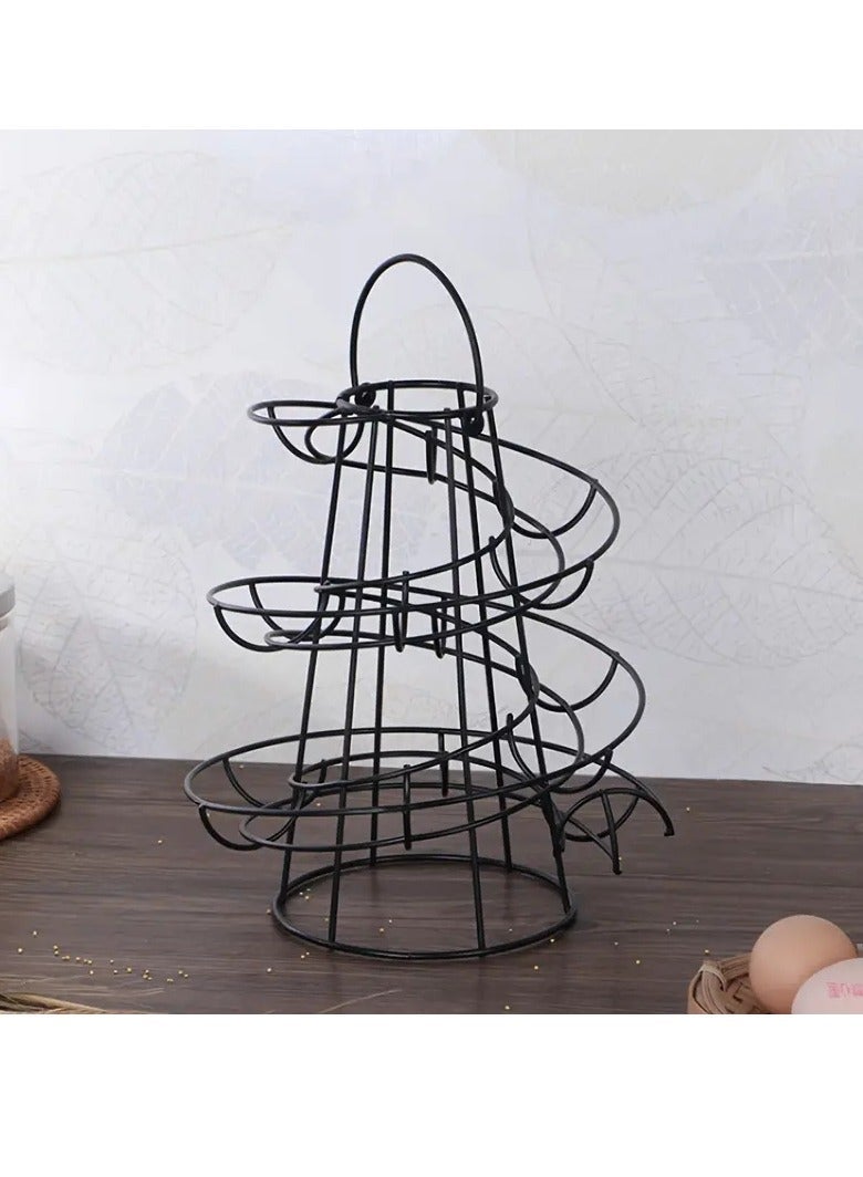 Spiral Egg Basket, Multifunctional Metal Spiral Design Egg Holder, Egg Dispenser Basket, Storage Shelf, Egg Stand Rack, Home Kitchen Organizer