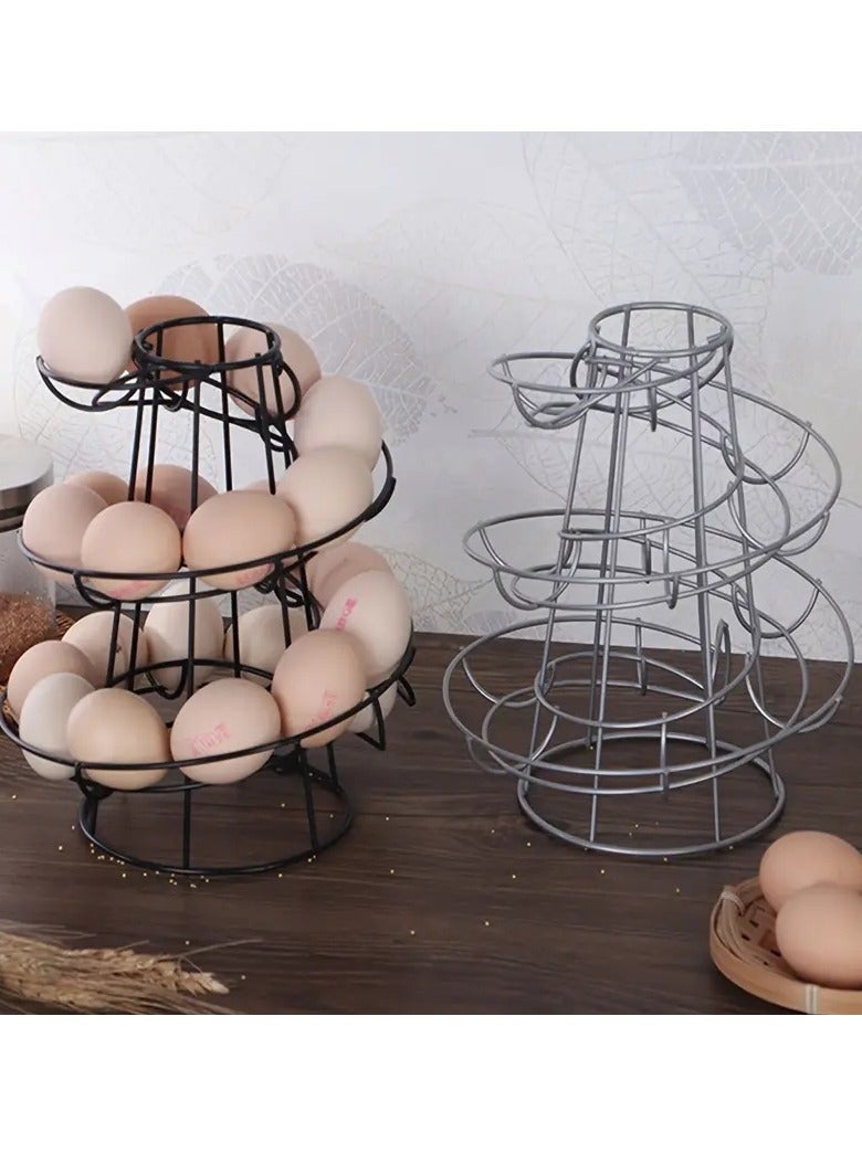 Spiral Egg Basket, Multifunctional Metal Spiral Design Egg Holder, Egg Dispenser Basket, Storage Shelf, Egg Stand Rack, Home Kitchen Organizer