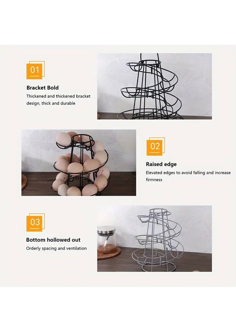 Spiral Egg Basket, Multifunctional Metal Spiral Design Egg Holder, Egg Dispenser Basket, Storage Shelf, Egg Stand Rack, Home Kitchen Organizer