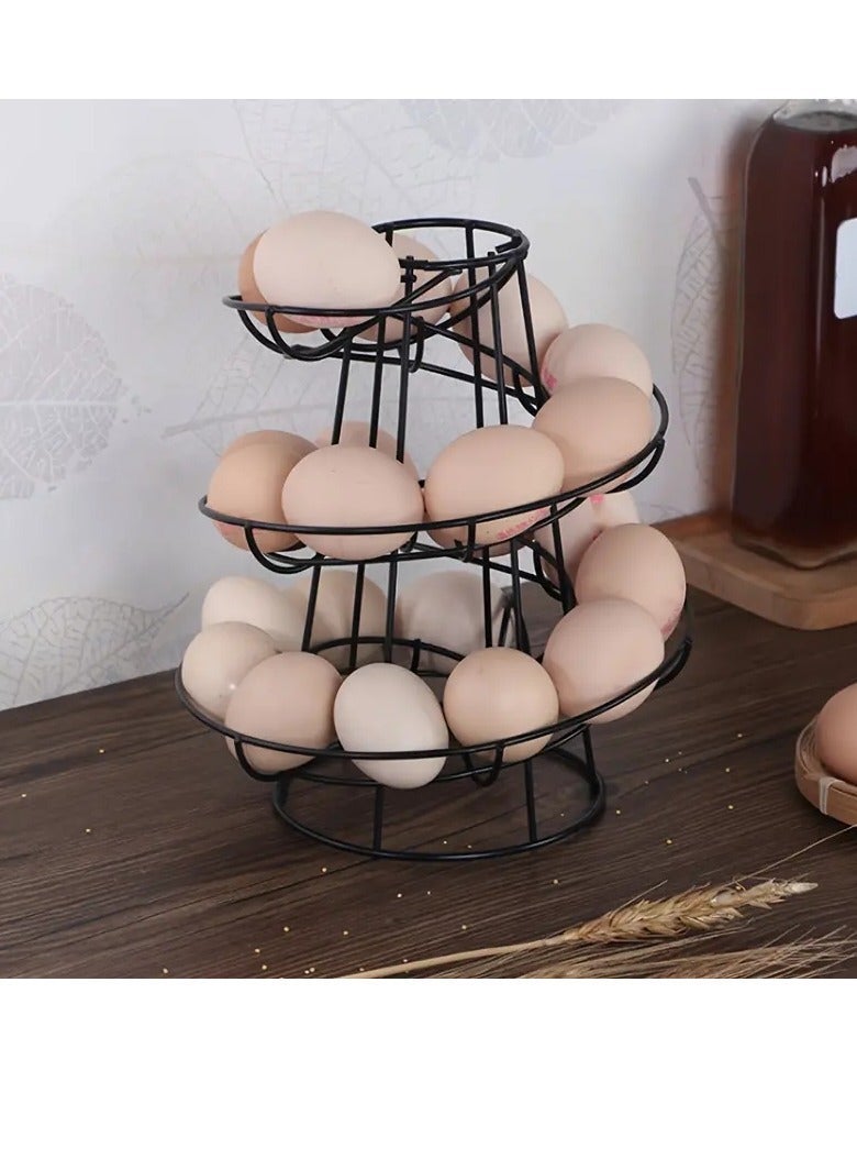 Spiral Egg Basket, Multifunctional Metal Spiral Design Egg Holder, Egg Dispenser Basket, Storage Shelf, Egg Stand Rack, Home Kitchen Organizer