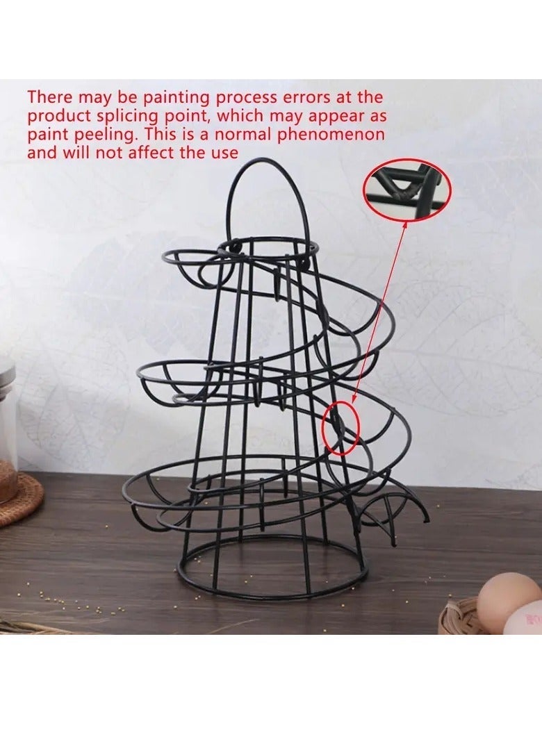 Spiral Egg Basket, Multifunctional Metal Spiral Design Egg Holder, Egg Dispenser Basket, Storage Shelf, Egg Stand Rack, Home Kitchen Organizer