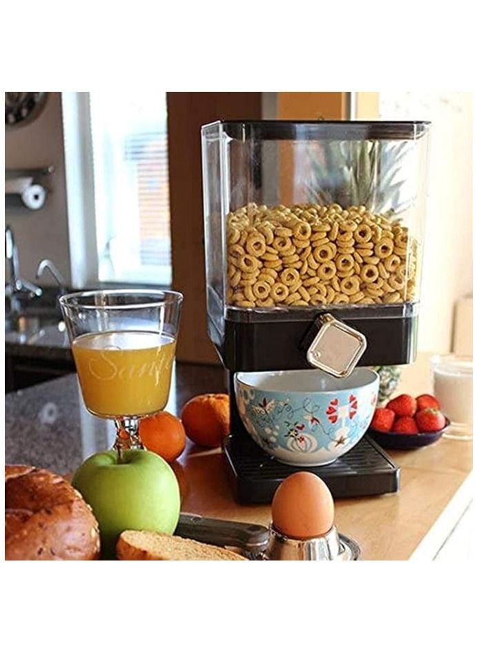 Cereal Dispenser Container with Large Capacity,Luxury Double Cornflakes Dispenser,Dry Food Dispenser Machine for Keep Food Fresh,Black