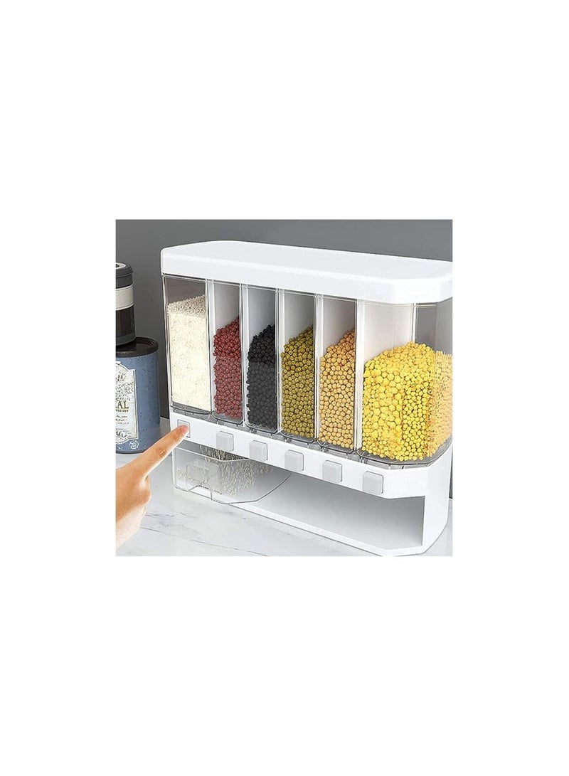 Water cup Grain Dispenser Wall Mounted Cereal Rice Bucket Multi Compartments Container Automatic Dis
