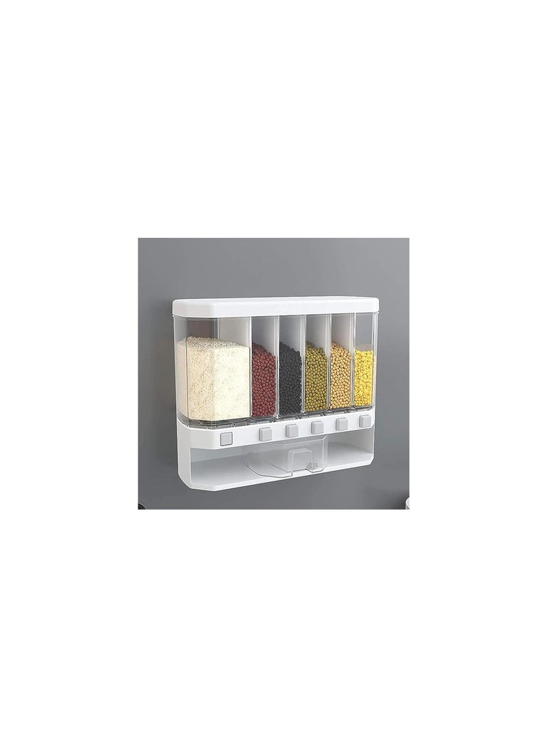 Water cup Grain Dispenser Wall Mounted Cereal Rice Bucket Multi Compartments Container Automatic Dis