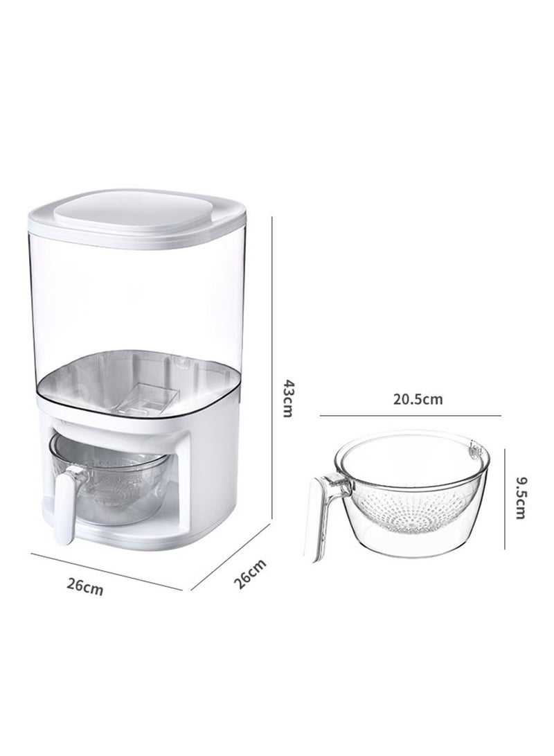 Food Grain Storage Container Large Capacity  Sealed Grain Food Storage Box Rice Bucket Kitchen Storage Bucket Transparent Whit