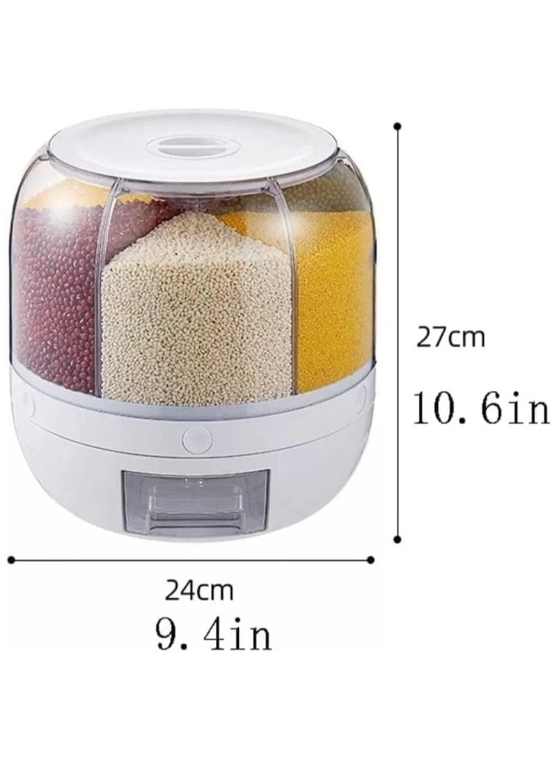 Grain Storage Container Dispenser, 22Lbs rice dispenser rotating, 360° rotating food dispenser One-Click Output rice Storage Round Grain Dispenser Kitchen for Small Grains, Beans, Rice