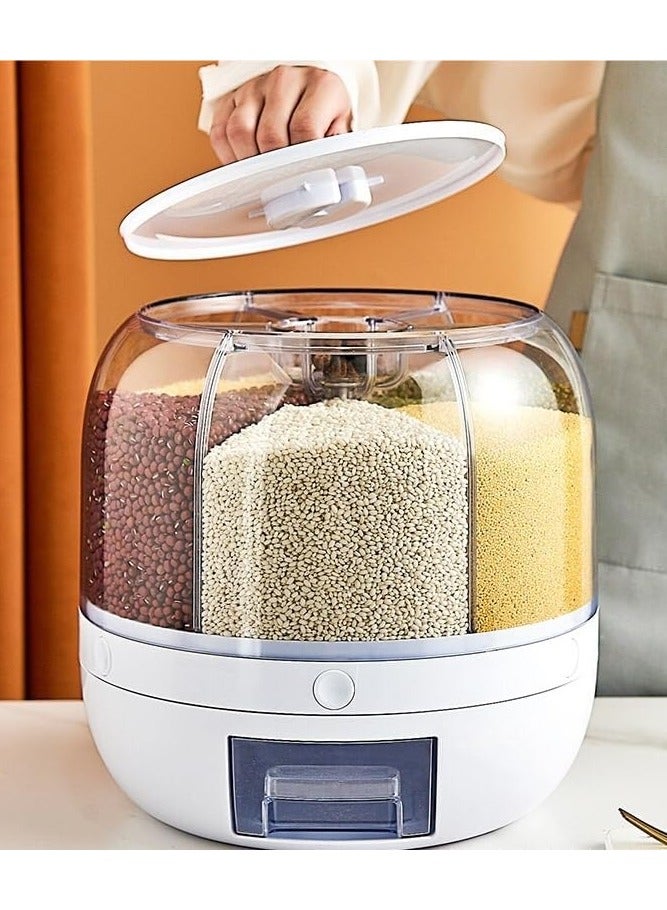 Rotatable Cereal/Grain Dispenser 15Lbs, 360° Food Dispenser with One-Click Precision for Small Grains, Beans, and Rice Storage in Kitchen