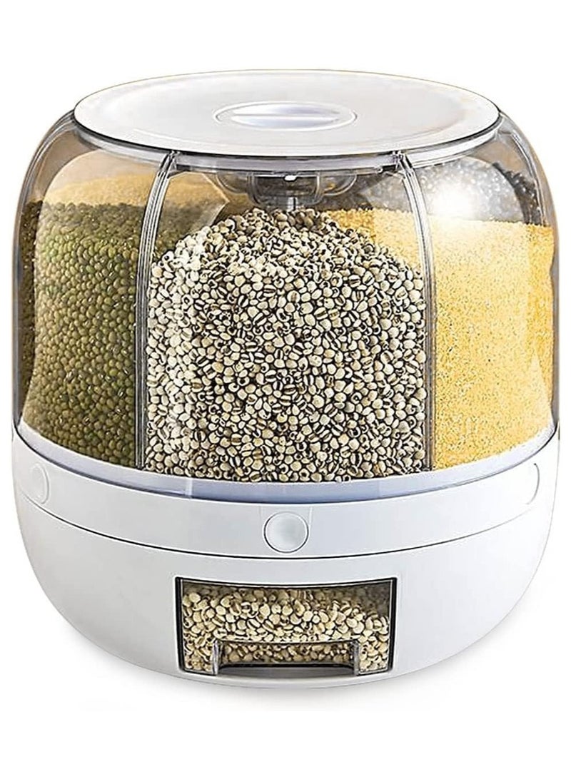 360 Degree Rotating Rice Dispenser Sealed Dry Cereal Grain Bucket Dispenser Moisture-proof Kitchen Food Container Storage Box