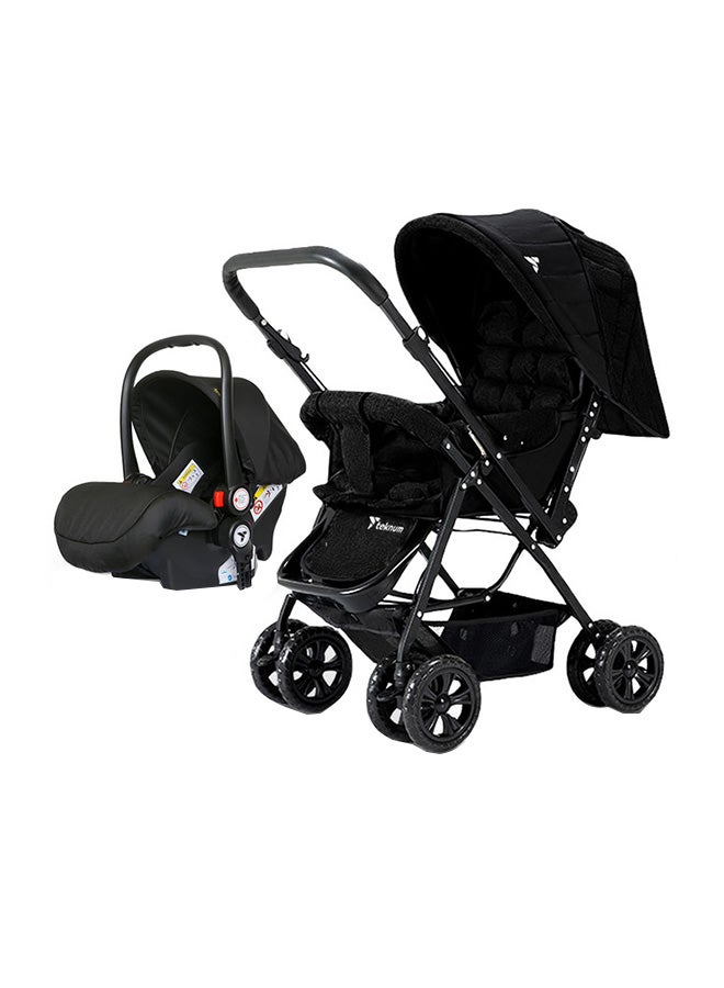 Reversible Trip Stroller And Infant Car Seat Wide Canopy And Seat - Black