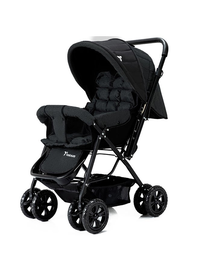 Reversible Trip Stroller And Infant Car Seat Wide Canopy And Seat - Black