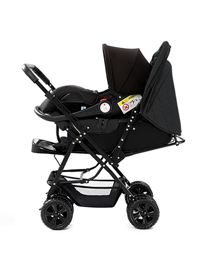 Reversible Trip Stroller And Infant Car Seat Wide Canopy And Seat - Black