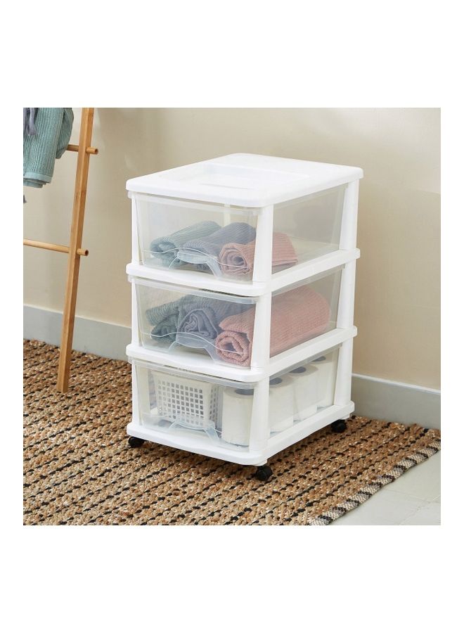 Kevin 3-Tier Drawer Set With Wheels Clear/White 44x59cm