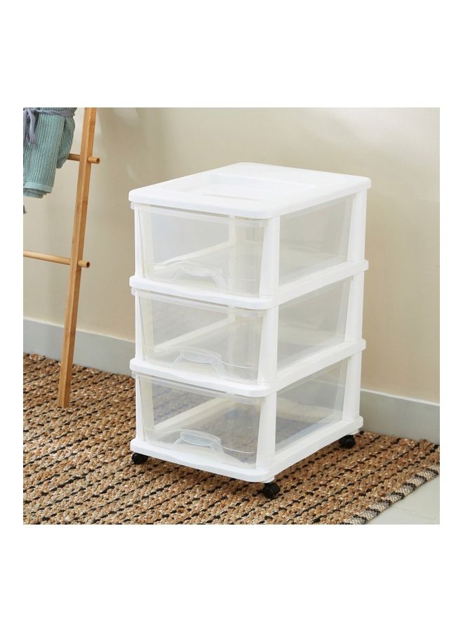 Kevin 3-Tier Drawer Set With Wheels Clear/White 44x59cm