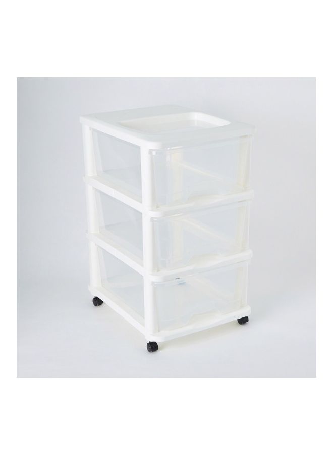 Kevin 3-Tier Drawer Set With Wheels Clear/White 44x59cm