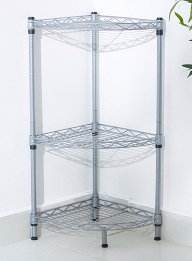 3-Tier Mini Wire Shelving Unit Silver 60 x 80 x 35cm