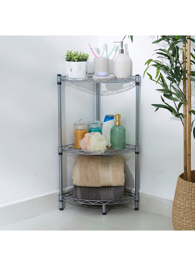 3-Tier Mini Wire Shelving Unit Silver 60 x 80 x 35cm