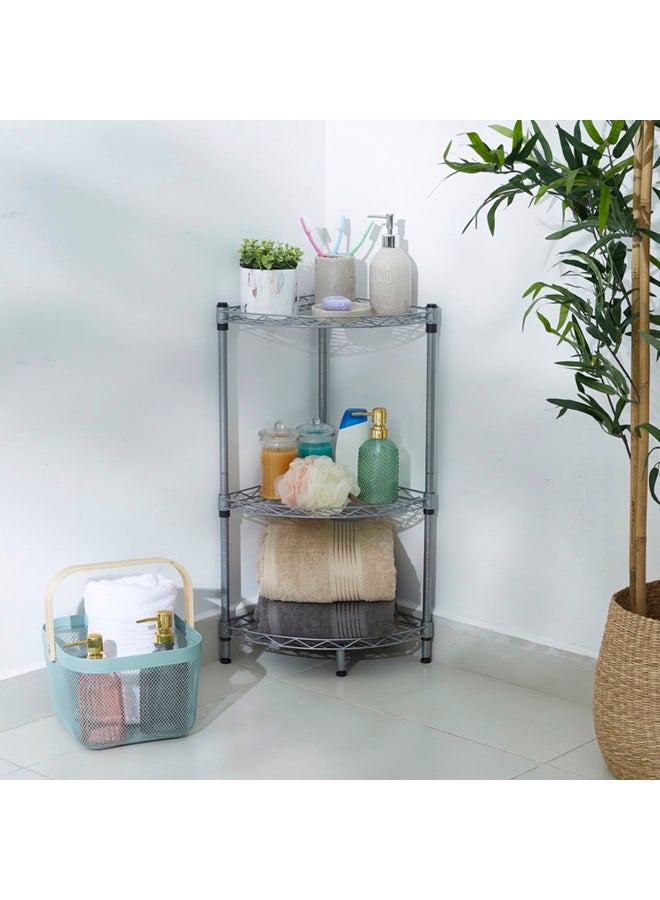 3-Tier Mini Wire Shelving Unit Silver 60 x 80 x 35cm