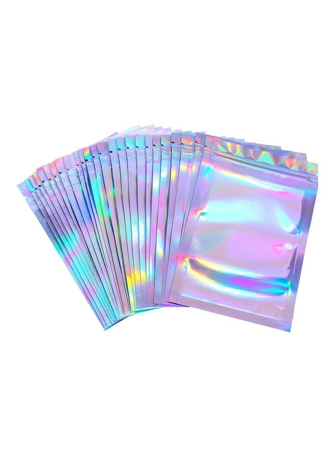 100-Piece Laser Foil Seal Bag Set Clear/Silver/Purple 20x30cm