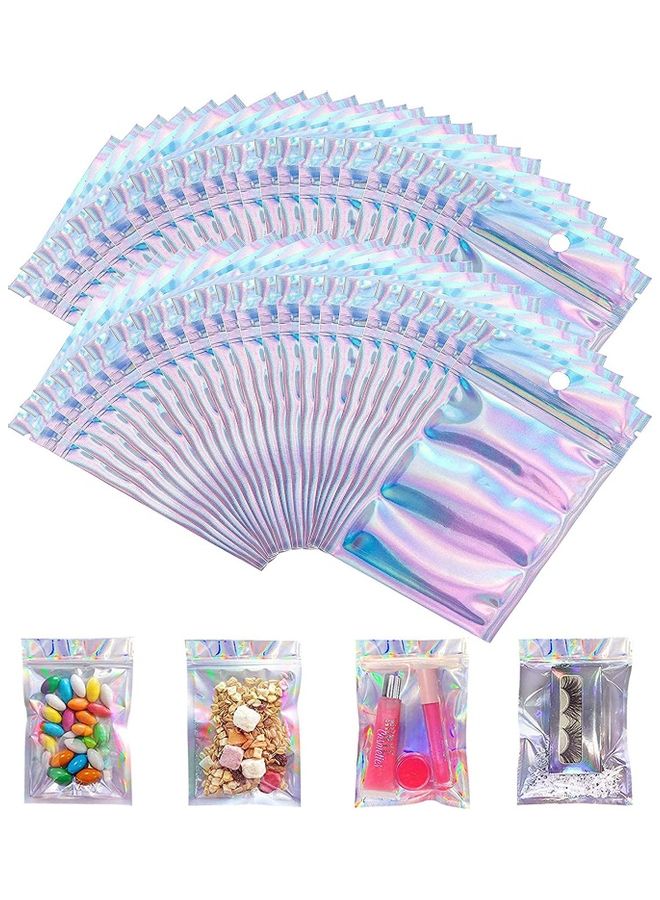 100-Piece Laser Foil Seal Bag Set Clear/Silver/Pink 10x15cm