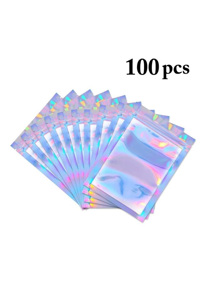 100-Piece Laser Foil Storage Pouch Seal Bag Set Clear/Silver/Blue 6x10cm