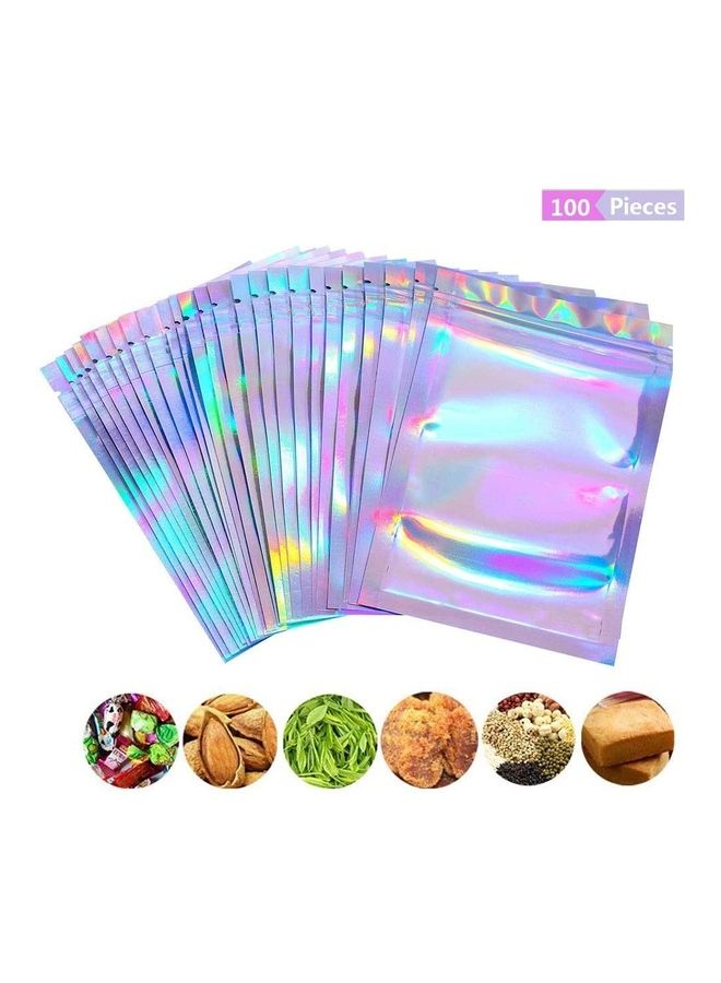 100-Piece Laser Foil Storage Pouch Seal Bag Set Clear/Silver/Blue 18x26cm