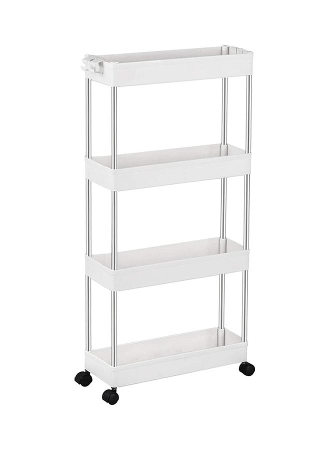 4-Tier Slim Storage Trolley Cart White one size cm