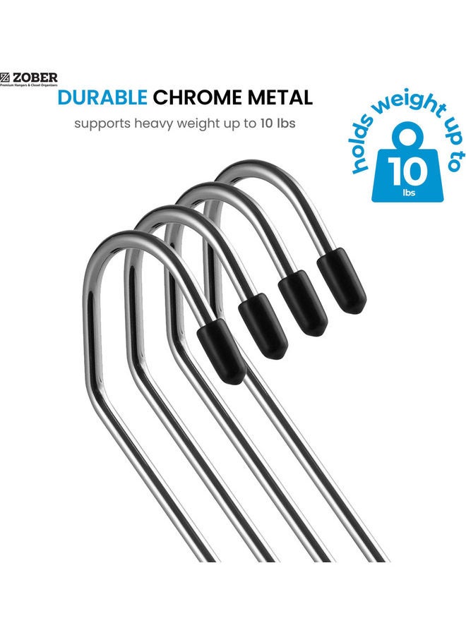 30-Piece Non-Slip Slack/Trousers Anti-Rust Chrome Metal Hangers Black/Silver 35.5x17cm