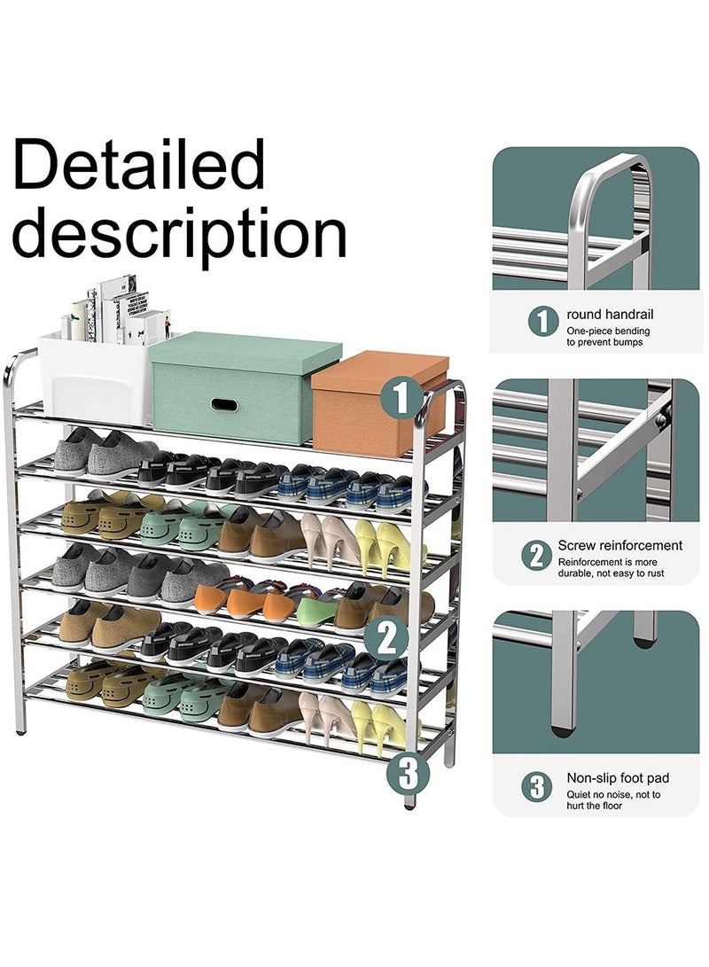 6-Layer Shoe Rack For Home,Stainless Steel Silver