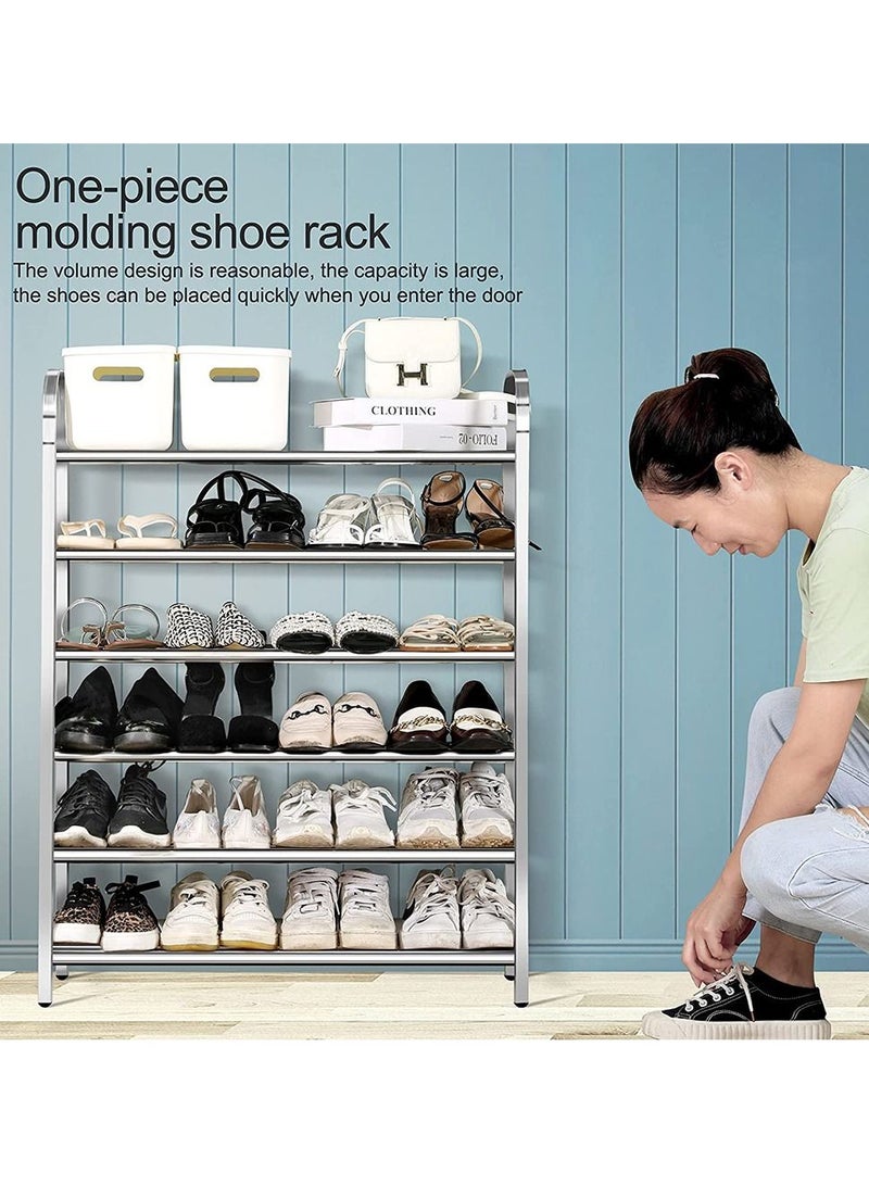 6-Layer Shoe Rack For Home,Stainless Steel Silver