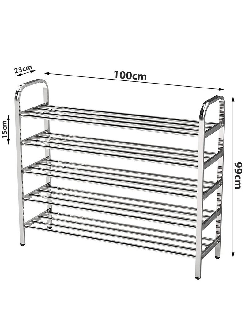 6-Layer Shoe Rack For Home,Stainless Steel Silver