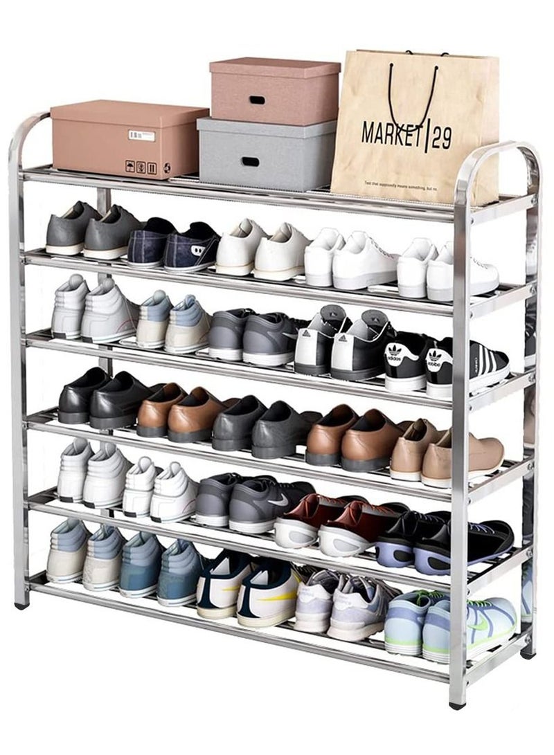 6-Layer Shoe Rack For Home,Stainless Steel Silver