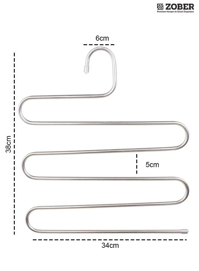 S Shaped Stainless Steel 5 Layers Pant Hanger (5 Pack)