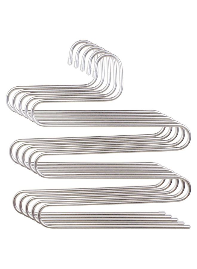 S Shaped Stainless Steel 5 Layers Pant Hanger (5 Pack)