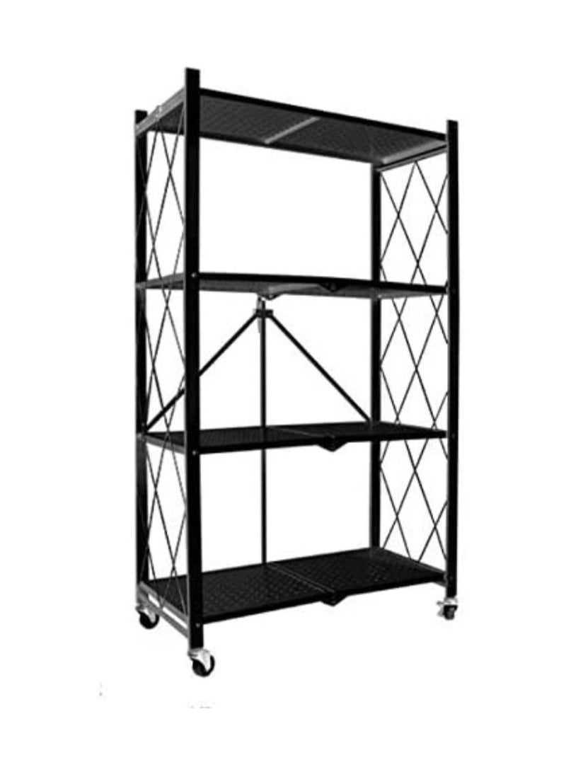4 Tier Foldable Kitchen Storage Rack Shelf Unit With Wheel