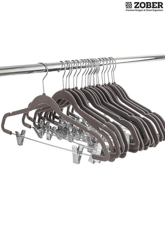 20 Pack Premium Velvet Skirt Hangers with metal clips