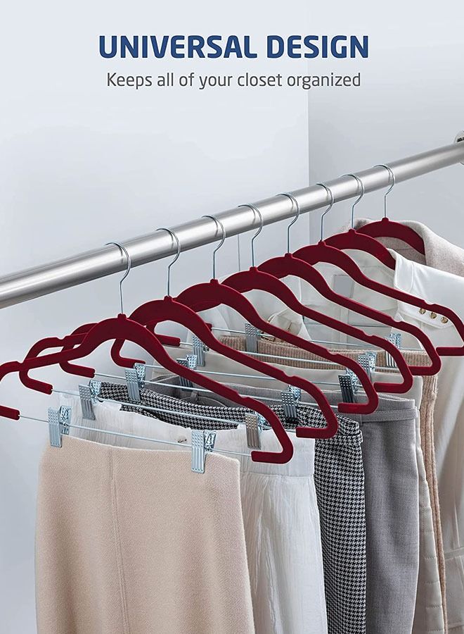 Premium Velvet Skirt Hangers with metal clips