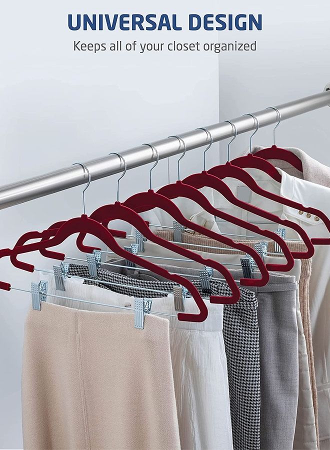 Premium Velvet Skirt Hangers with metal clips