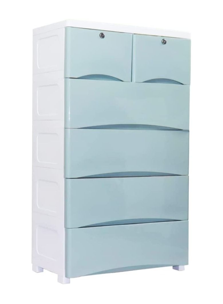 COOLBABY Plastic Cabinet 5 Drawers Storage Dresser,Small Closet Drawers Organizer Unit for Clothes,Toys,Bedroom,Playroom Wide, 60CM Blue, YLY002-60C-BL