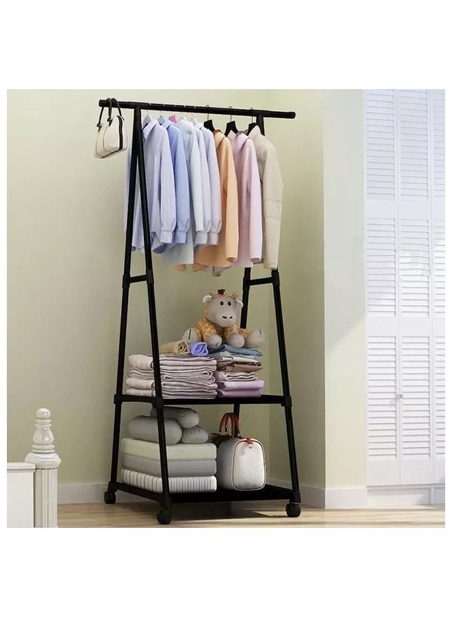 Multi Function Triangle Floor Standing Hanging Clothes Rack With Wheels For bedroom LivingRoom