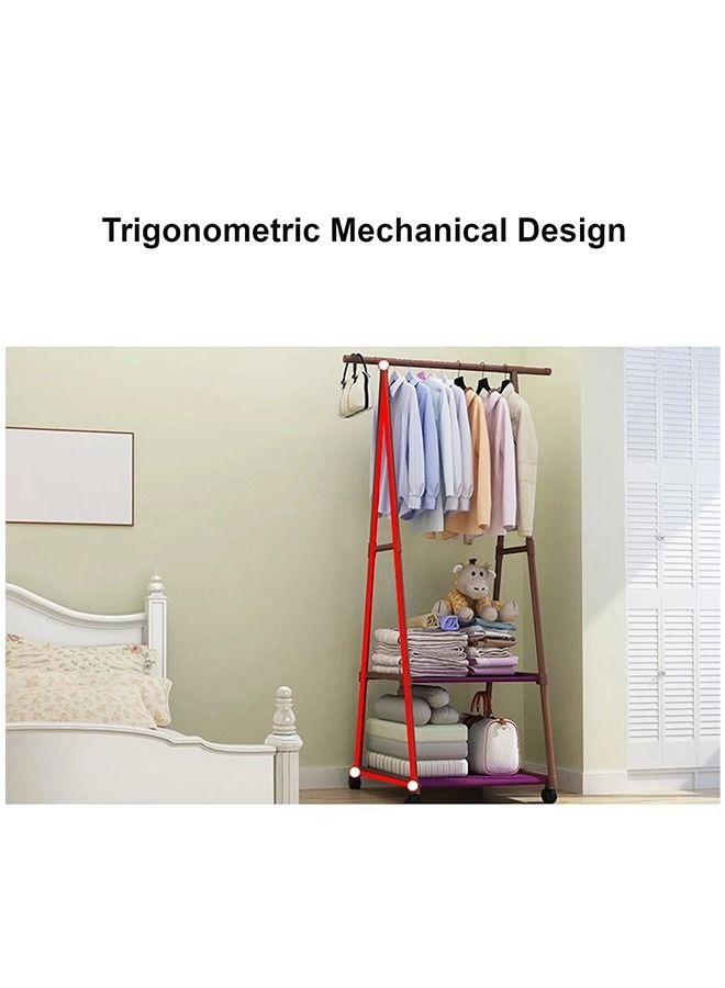 Multi Function Triangle Floor Standing Hanging Clothes Rack With Wheels For bedroom LivingRoom