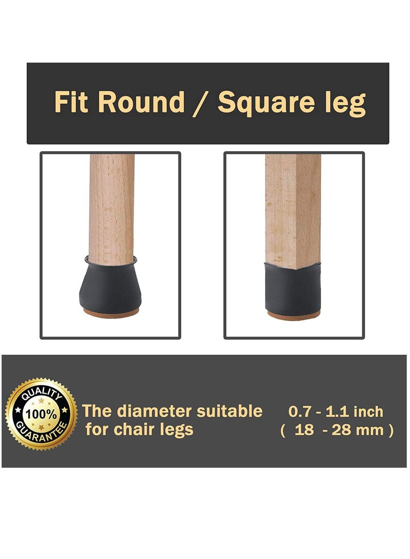 Silicone Chair Legs Floor Protectors Cover, Furniture Silicon Protection Cover with Felt Pad FIT 0.7 inch to 1.1 inch