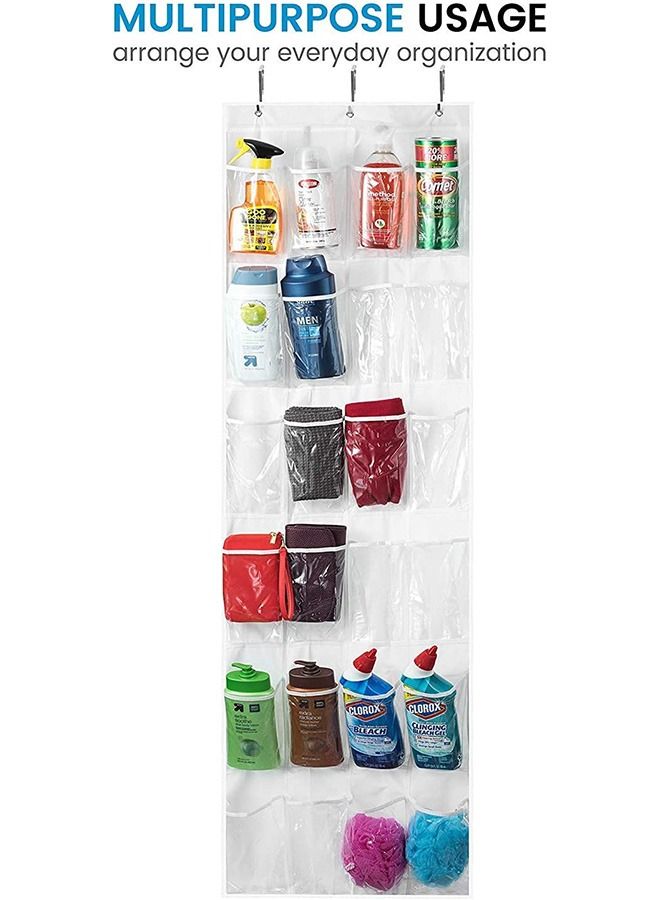 ZOBER Over The Door Shoe Organizer - 24 Breathable Pockets, Hanging Shoe Holder for Maximizing Shoe Storage, Accessories, Toiletries, Laundry Items. 64in x 18in