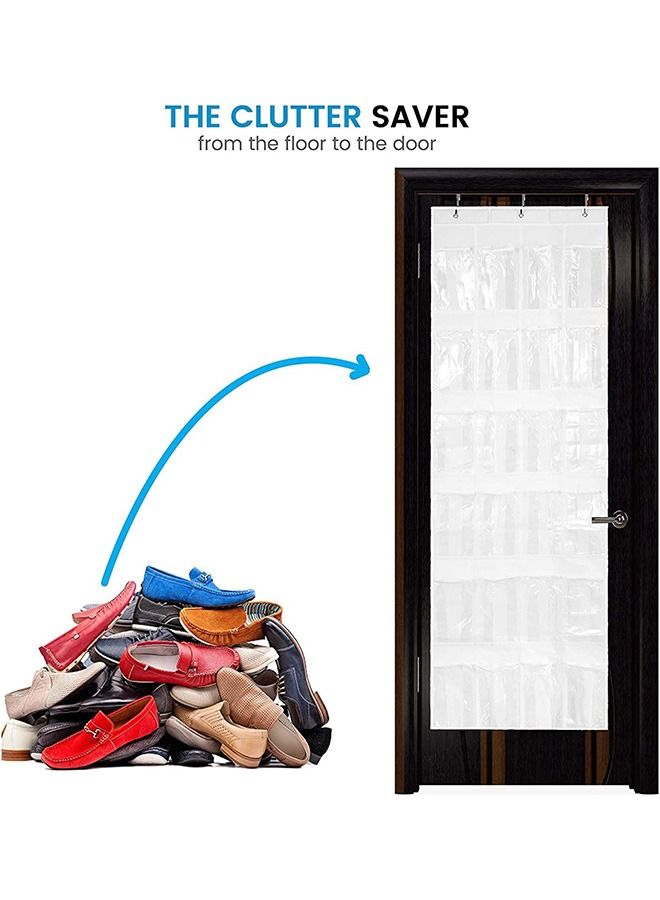 ZOBER Over The Door Shoe Organizer - 24 Breathable Pockets, Hanging Shoe Holder for Maximizing Shoe Storage, Accessories, Toiletries, Laundry Items. 64in x 18in