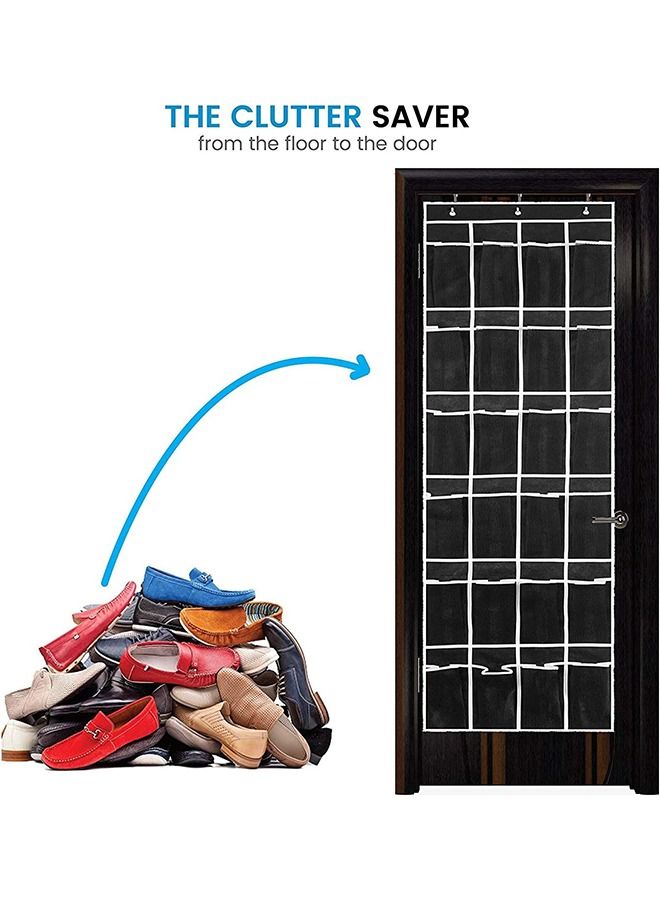 Zober Over the Door Shoe Organizer - 24 Breathable Pockets, Hanging Shoe Holder for Maximizing Shoe Storage, Accessories, Toiletries, Laundry Items. 64in x 18in