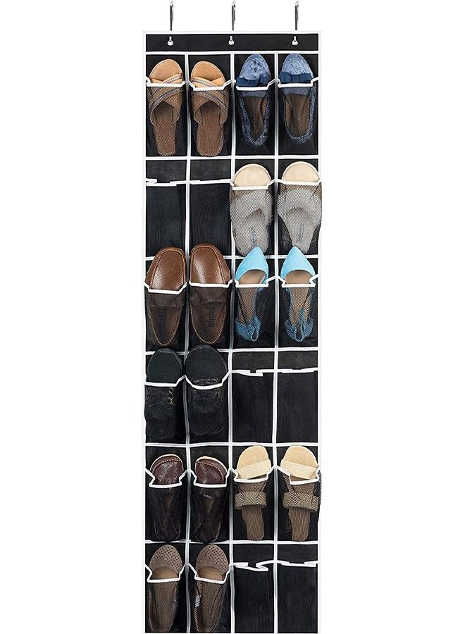 Zober Over the Door Shoe Organizer - 24 Breathable Pockets, Hanging Shoe Holder for Maximizing Shoe Storage, Accessories, Toiletries, Laundry Items. 64in x 18in