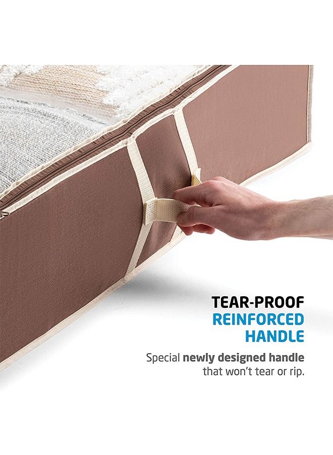 ZOBER Underbed Storage Bag-Pack of 2 Breathable Fabric Underbed Storage for Comforter, Blanket, Clothing, Linens, Shoes Closet Storage Organizer with Clear Viewing Top and Sturdy Dual Zipper 18x42x6